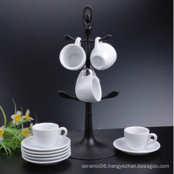 Haonai high quality 50-100ml white coffee cup and saucer